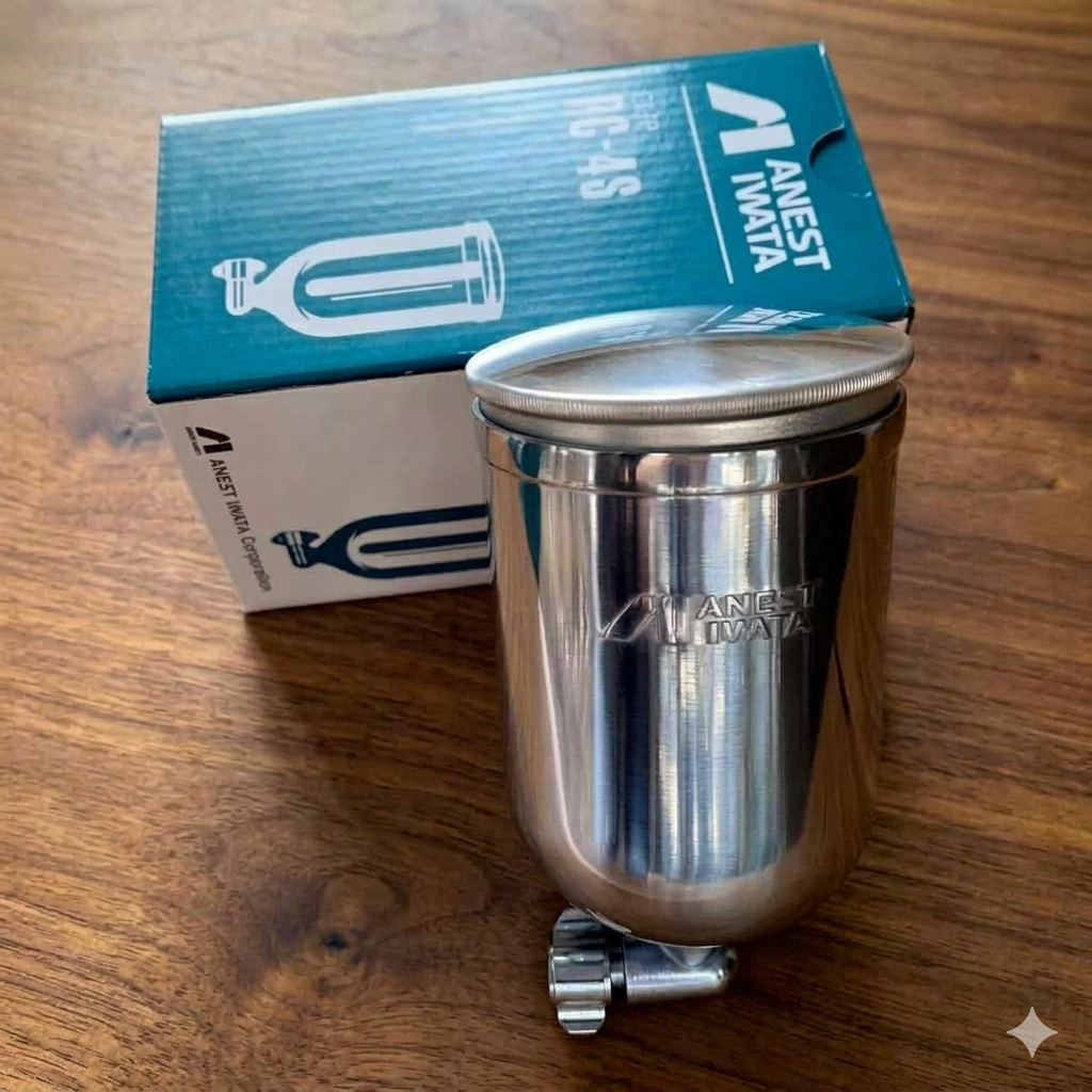 ถ้วยสี Iwata ราคาถูก เกลียว 1/4" ถ้วยสี PC-4S หลอดแนวนอน 400ml