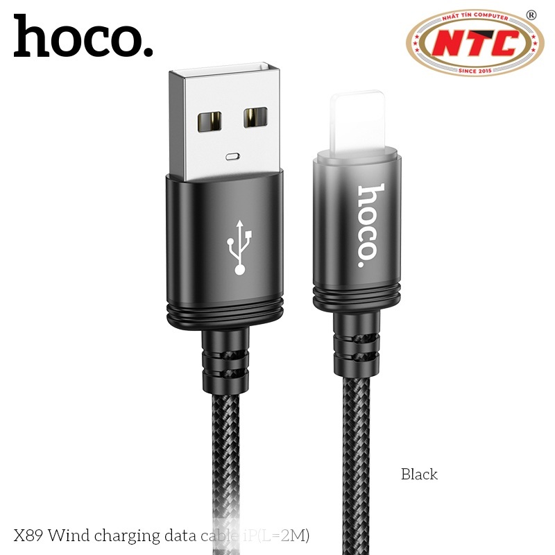 Hoco X89 สายชาร์จร่มทนทานพิเศษพร้อมพอร์ต LaiNing ยาว 2M (สีดํา)