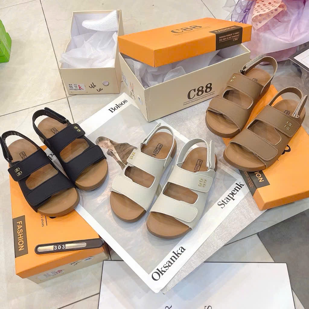 รองเท้าแตะผู้หญิง รองเท้าแตะนักเรียน หนังนิ่ม mac Allo รองเท้าแตะรัดส้น