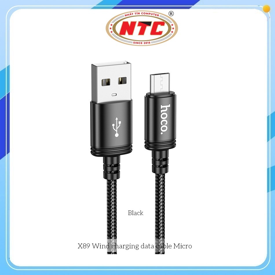 Hoco X89 สายชาร์จร่มสุดทนทานพร้อมพอร์ต Micro-USB ยาว 1M (สีดํา)