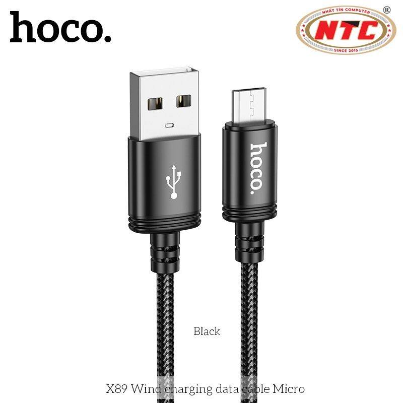 Hoco X89 สายชาร์จร่มสุดทนทานพร้อมพอร์ต Micro-USB ยาว 1M (สีดํา)