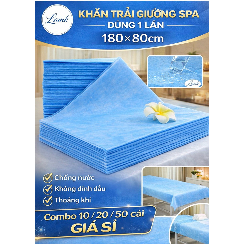 COMBO 20/40/100 DISPOSABLE SPA BED SHEETS, BREATHABLE DISPOSABLE SPA BED SHEETS & WATERPROOF