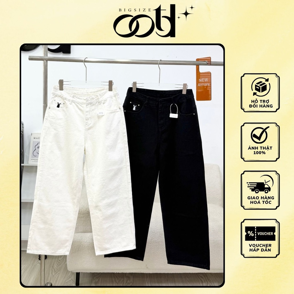 OOTD BIGSIZE - กางเกงขาสั้นสีดําและสีขาวขนาดใหญ่ของผู้หญิงปักกระต่ายสําหรับเด็กผู้หญิงอายุสั้น