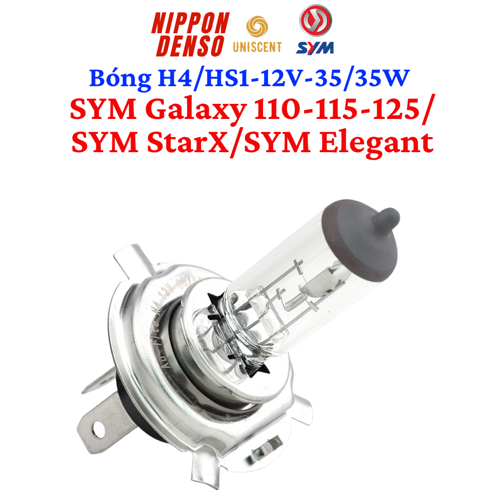 หลอดไฟฮาโลเจน HS1-12V-35/35W สําหรับ SYM Galaxy/ Star X/ SYM Elegant- NIPPON DENSO Made In Thailand