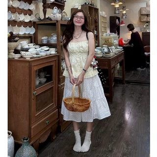 (OLDSCHOOL PHOTO) LILI TOP A1611 เสื้อกล้ามฤดูร้อนลายสก๊อตลายดอกไม้ TOP