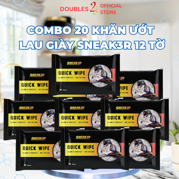 คอมโบทําความสะอาดรองเท้าเร็วสุด 20 ชิ้น WIPES SNEAK3R QUICK WIPES 12 แผ่น - DOUBLES 2SSHOP