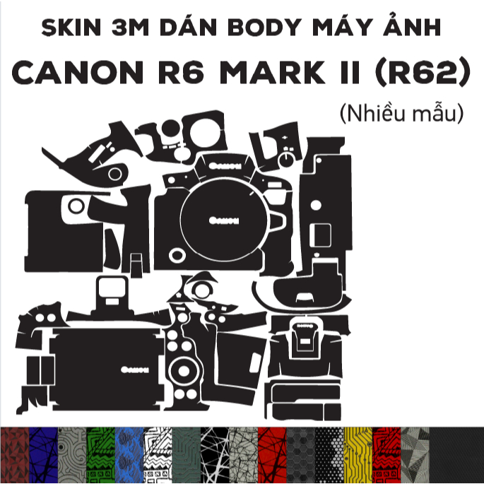 สติ๊กเกอร์ 3M Skin สําหรับ Canon R6 Mark II (หลายรุ่น) | สติ๊กเกอร์ฟิล์ม 3M ตัดสําเร็จสําหรับกล้อง R