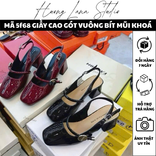 CODE 5f68 SQUARE CLOSE-TOE HIGH HEEL SHOES