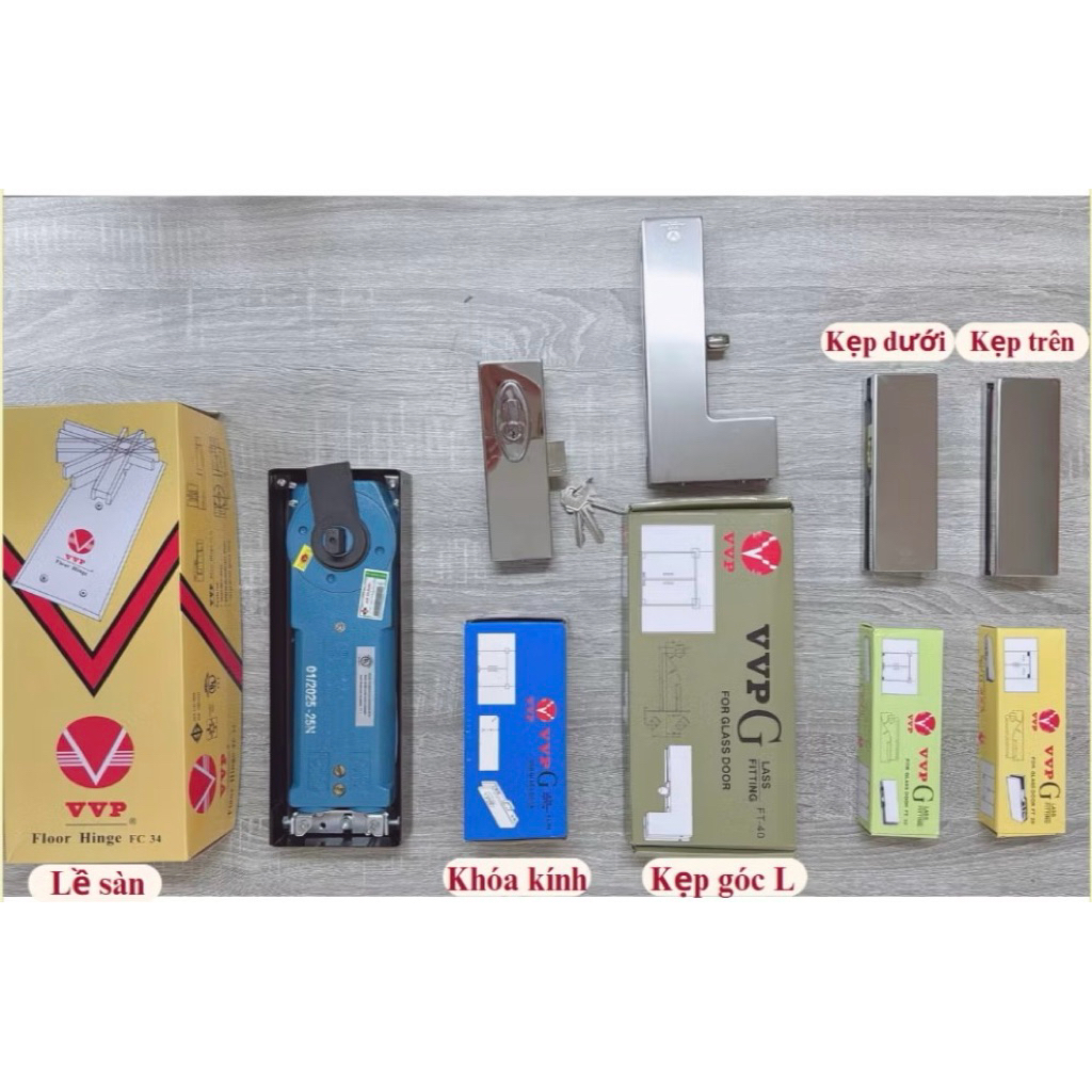 อุปกรณ์เสริมประตูกระจกนิรภัย - VVP FT10, FT20, FT30, FT40 แคลมป์กระจกนิรภัย, ล็อคประตูกระจก, บานพับพ