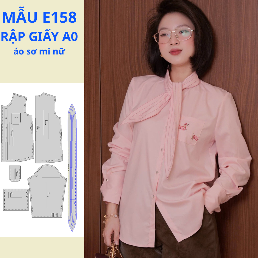 แผ่นกระดาษ A0 สําหรับ SEWINGERS-เสื้อเชิ้ตผู้หญิง-E158
