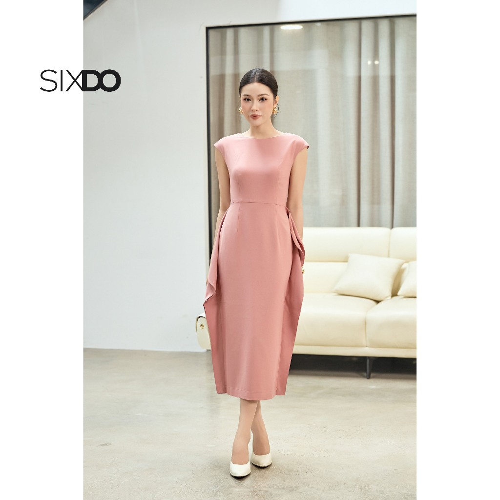 SIXDO mussel sleeve Pencil midi Dress (ชุดดินสอทอ Mauve)