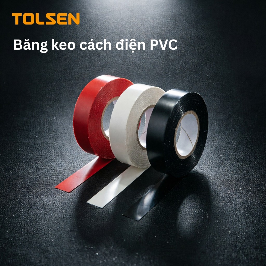 เทปพันสายไฟ Tolsen ของแท้ 38023(BLACK), 38024(WHITE), 38025(RED)