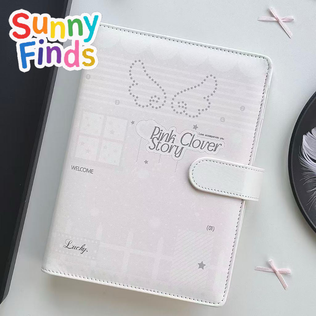 SUNNY FINDS ที่ใส่บัตรหนัง Angel Wing A5 4 ช่อง – การ์ดอัลบั้ม ล็อคแม่เหล็ก ที่วางโพลารอยด์