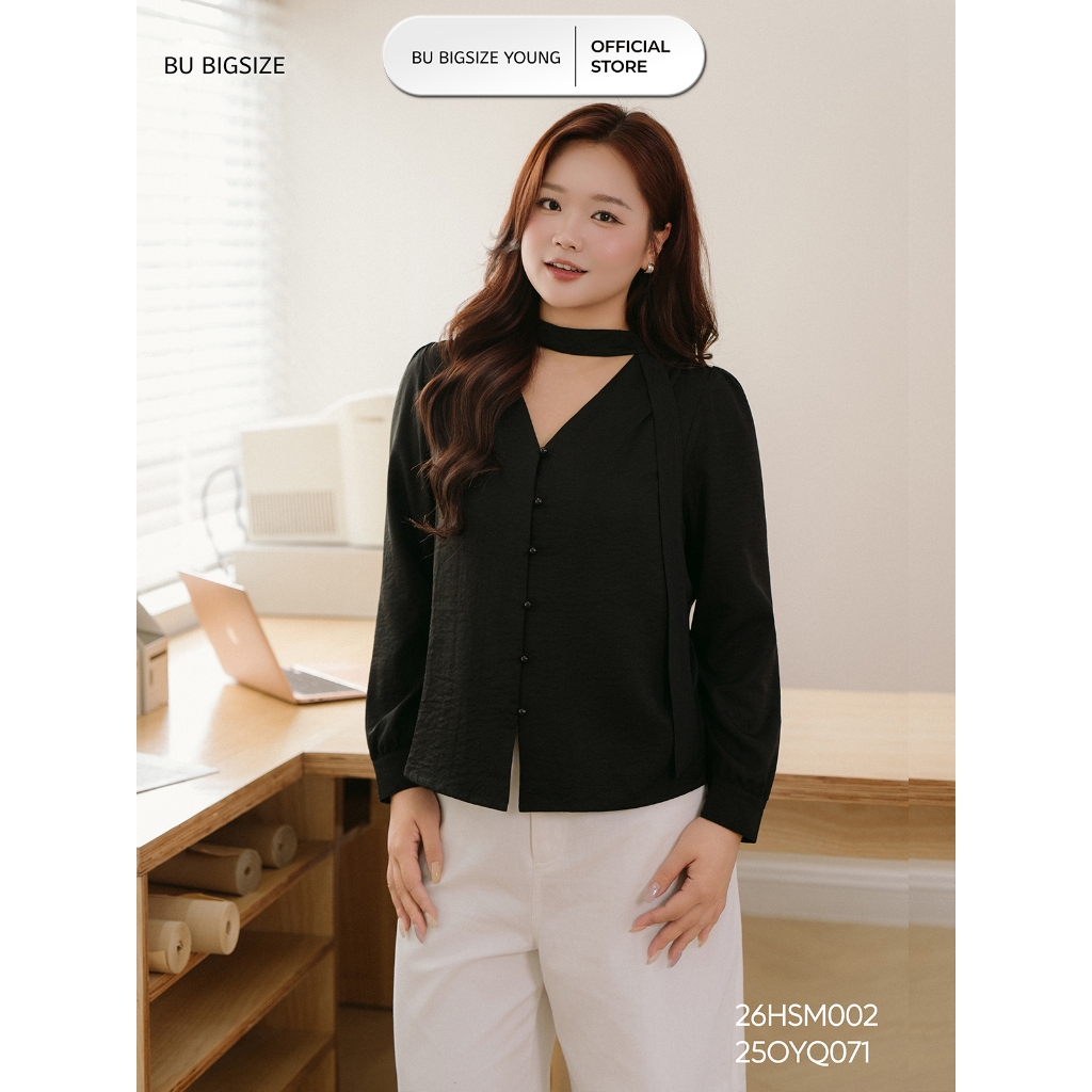 เสื้อคอปกผูกโบว์ BIGSIZE – 26HSM002 - [BU Bigsize Young]