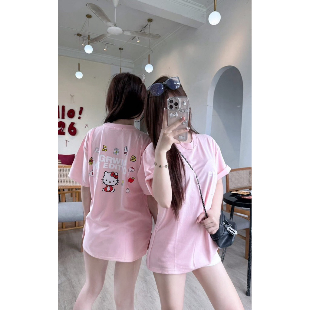 เสื้อยืด Hello Kitty ผ้านุ่ม หนา ไม่มีรัฟเฟิล