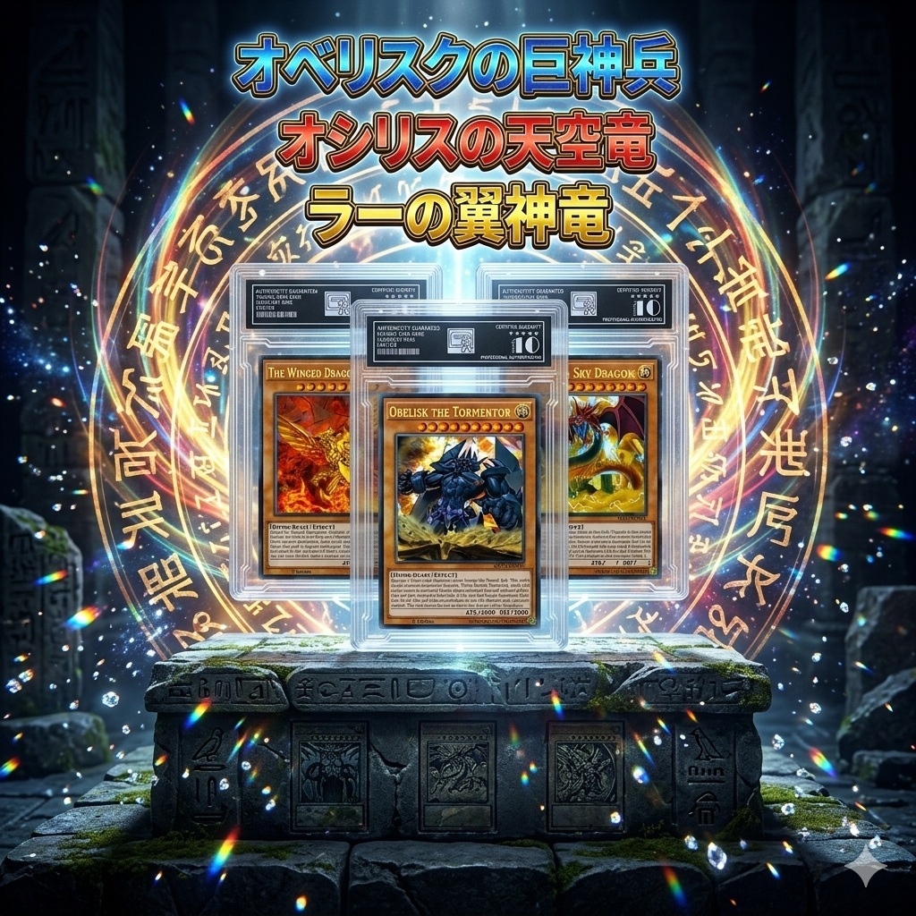 ชุดแผ่นการ์ดเกรด 3 ใบ Obelisk God Destroying the Sky Dragon to the Sky Dragon Osiris d5 nf3 2a psa