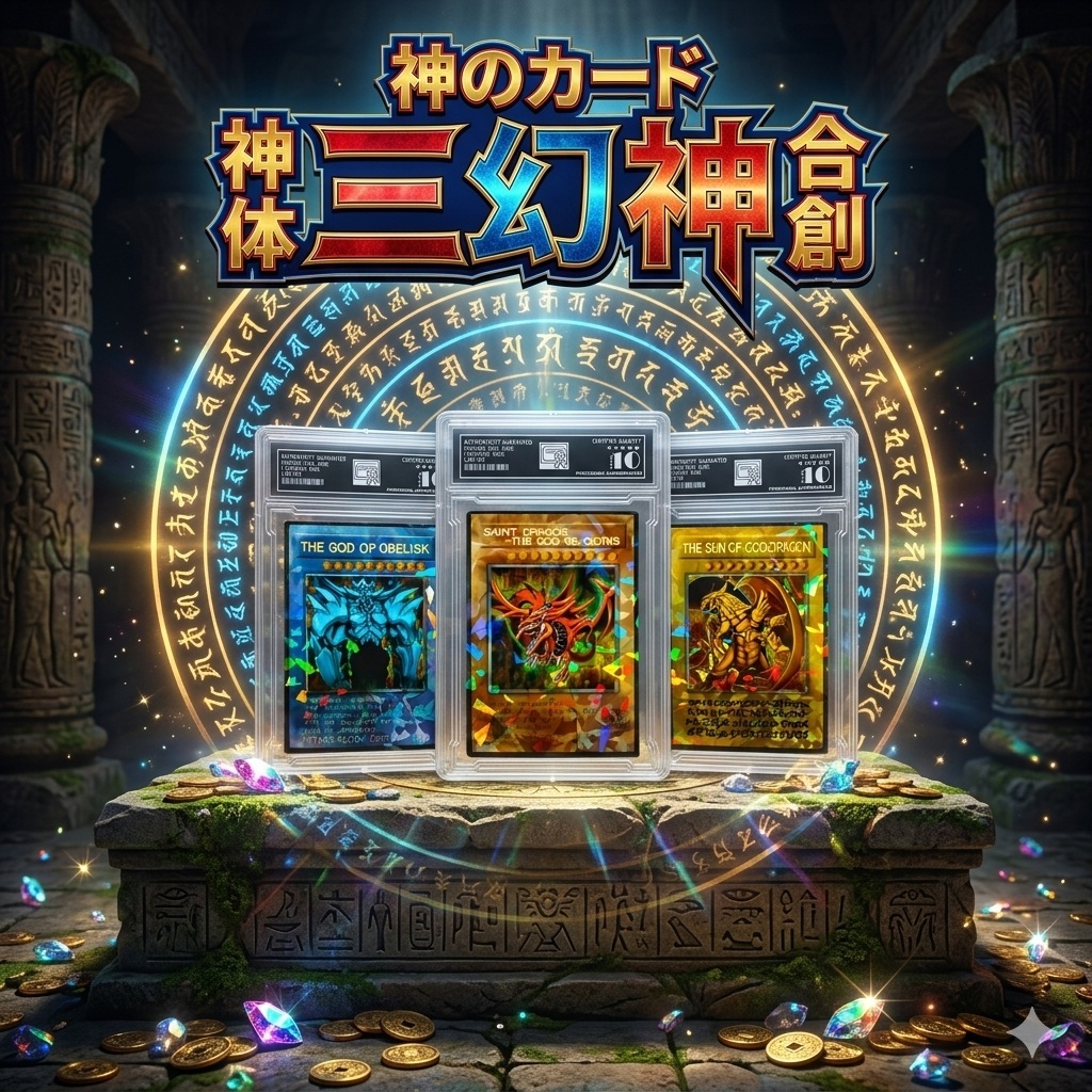 ชุดแผ่นการ์ดเกรด 3 ใบ Obelisk God Destroying the Sky Dragon to the Sky Dragon Osiris d5 nf3 7a psa