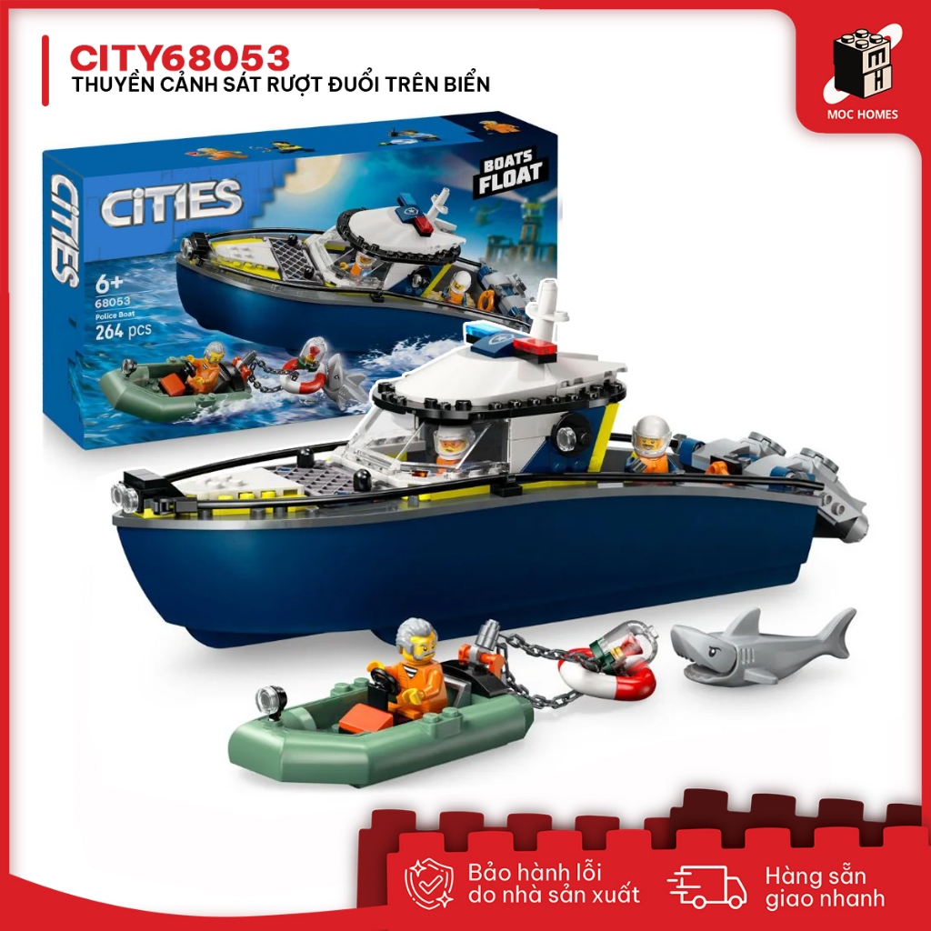 ของเล่นฟิกเกอร์ประกอบเรือตํารวจโมเดลล่าอาชญากร 68053 | 268ชิ้น
