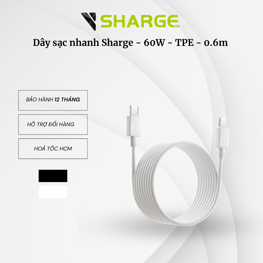 Sharge สายชาร์จเร็ว - 60W - TPE - 0.6m