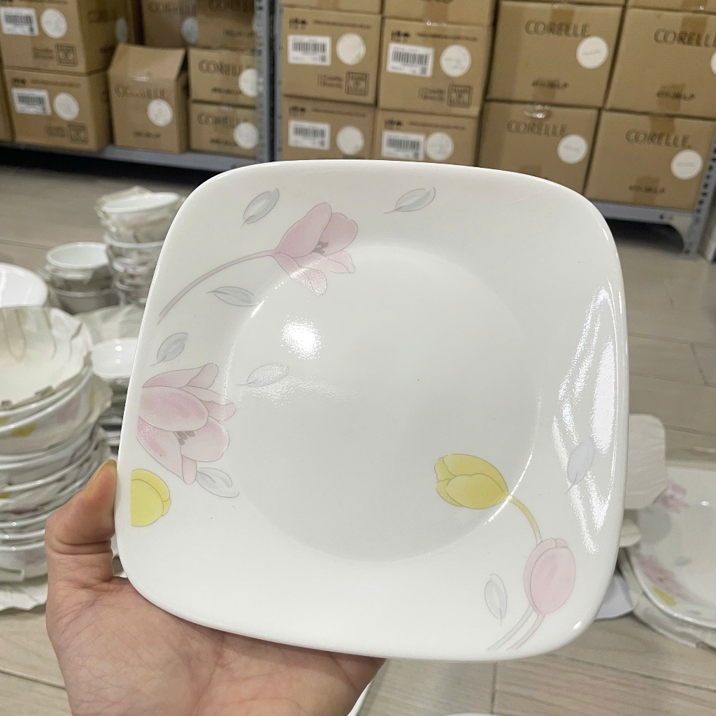 [Made in USA] Corelle Square Plate 17cm Elegant City 2206-EC-LP