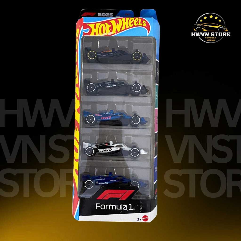 รถโมเดล Hotwheels Pack 5 F1 (Redbull, AMG, BWT, Money Gram, William Racing)