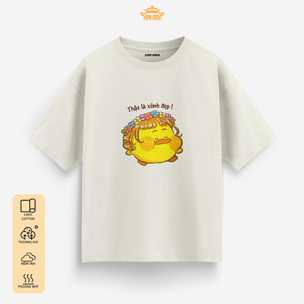 เสื้อยืด Xom Dinh สําหรับผู้ชายและผู้หญิงลายหลวม | โอเวอร์ไซส์ Unisex | ผ้าคอตตอนพิมพ์ลาย-ก็สวยด้วยน