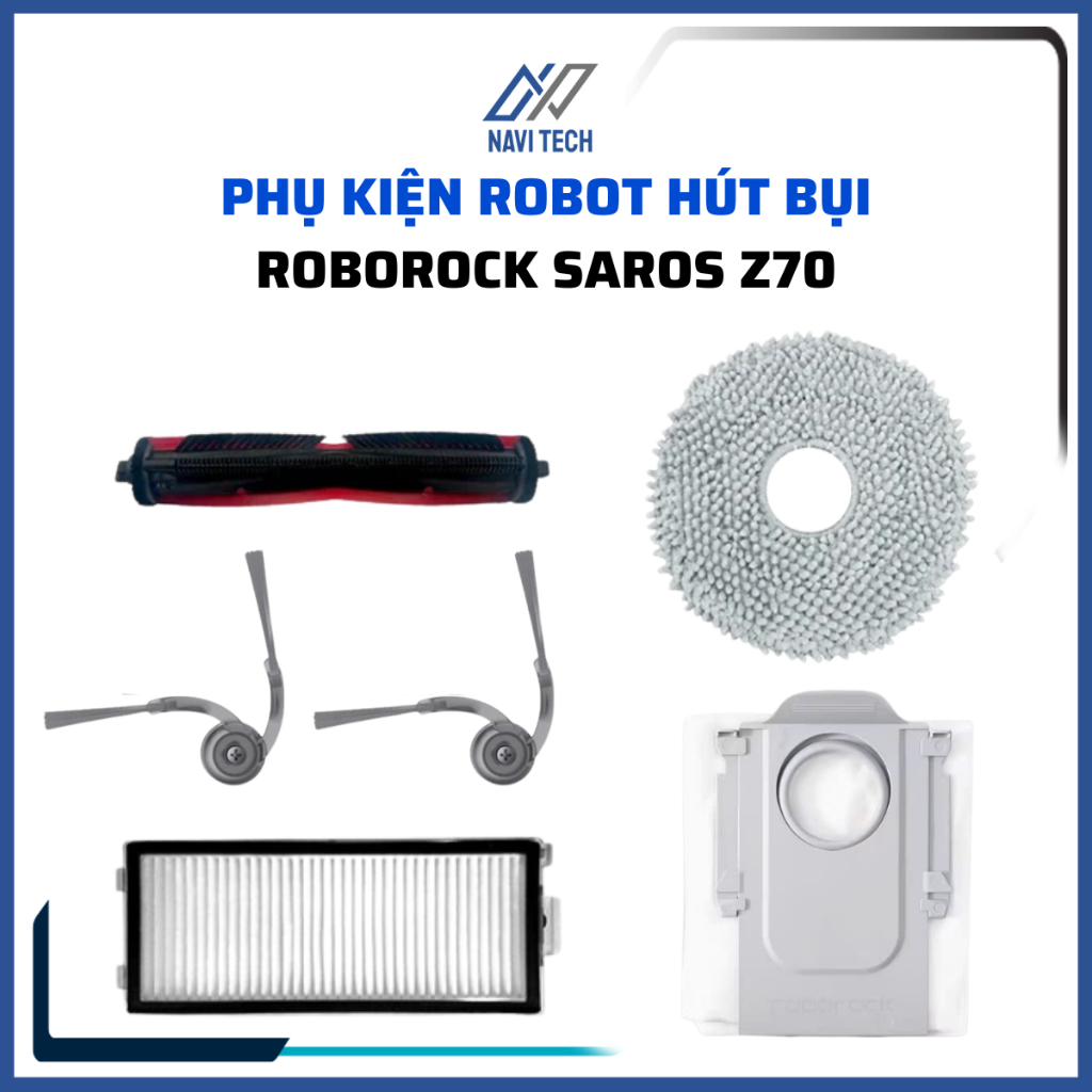 Roborock Saros Z70 หุ่นยนต์อุปกรณ์เสริมเครื่องดูดฝุ่นผ้ากรอง hepa แปรงด้านข้าง แปรงลูกกลิ้ง ถุงขยะ