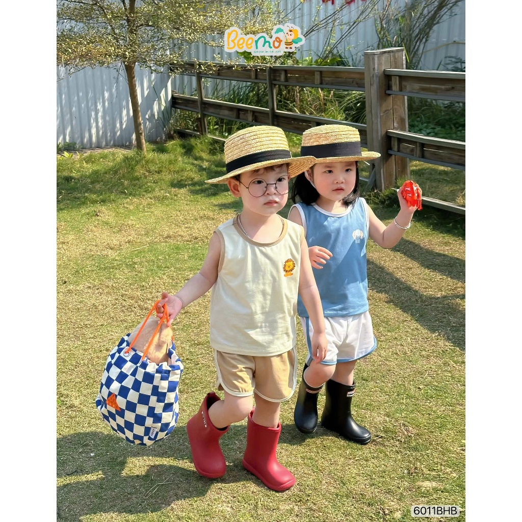 Beemo three-hole Set พิมพ์ลายน่ารัก ผ้าคอตตอนเนื้อนุ่ม ยืด สําหรับเด็ก ใส่เที่ยว ตั้งแต่ 9-21kg 6011