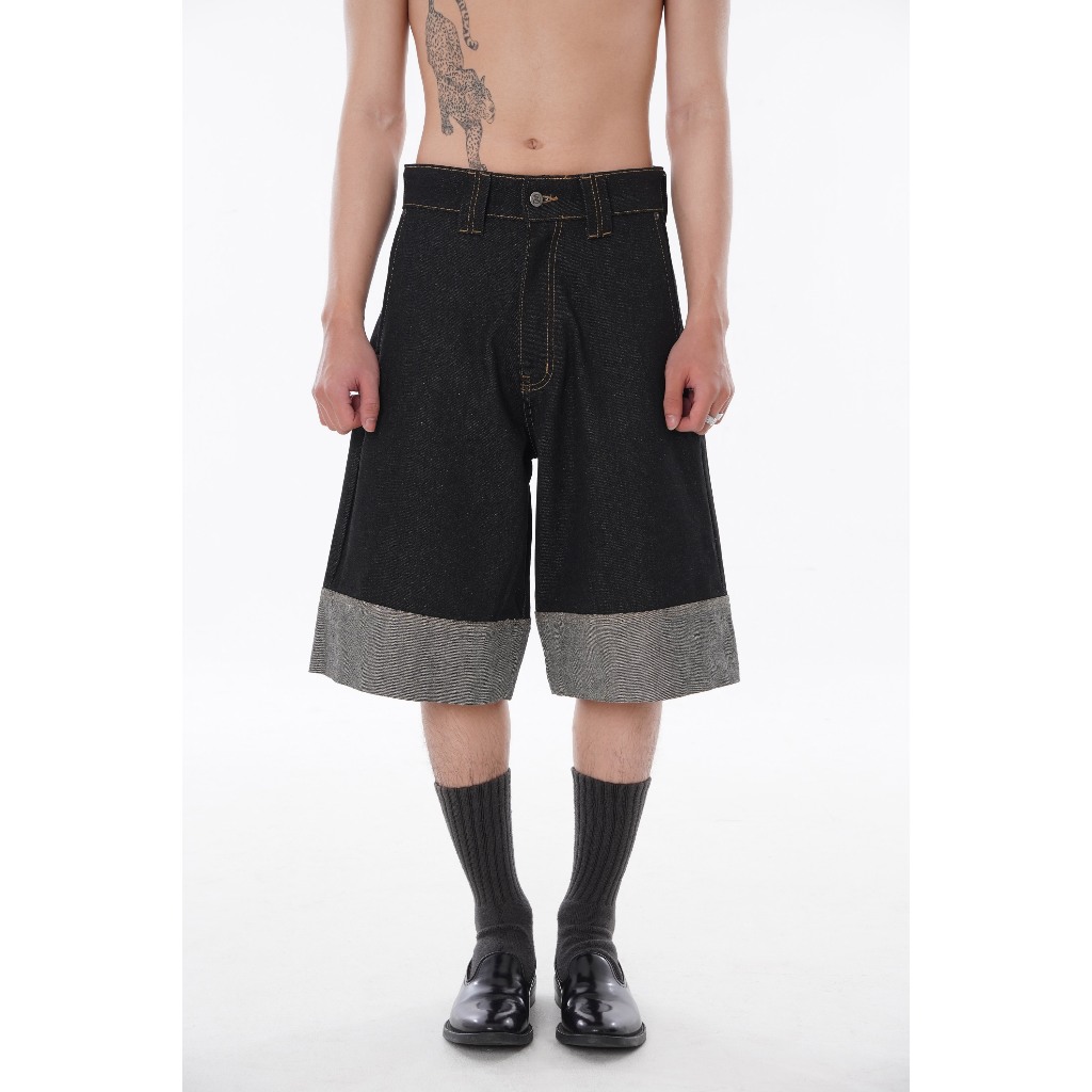 Whipworkshop กางเกงขาสั้นผู้ชายและผู้หญิงทําจาก Raw Denim Dod Raw Denim Jorts