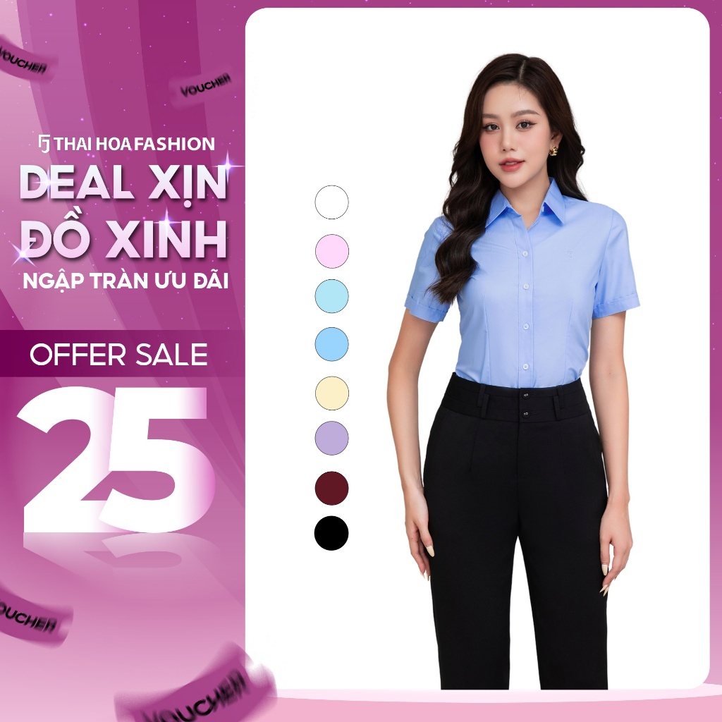 เสื้อเชิ้ตออฟฟิศผู้หญิงริ้วรอยเล็กน้อย ยืดเยอะ ผ้าคอตตอนผสม ทรงเข้ารูป ไซส์ S-XXL ASW0301-R01 Thai H