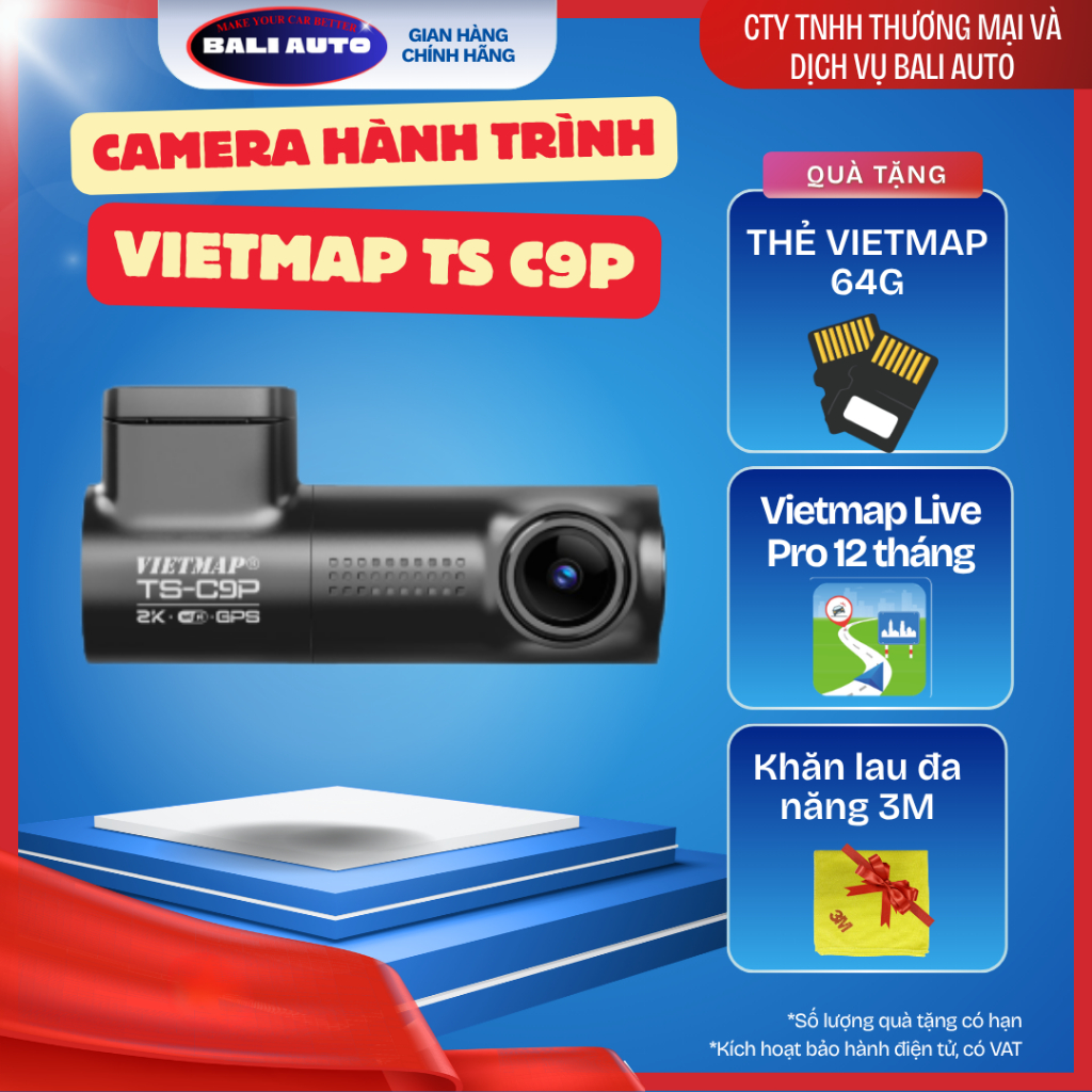 <Genuine>กล้อง VIETMAP TS-C9P ฟรีเวียดนาม Live pro 12 เดือน - การบันทึกด้วย GPS, แบตเตอรี่ Supercapa