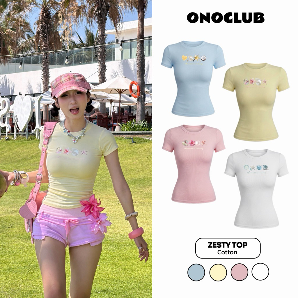 เสื้อยืดบอดี้คอนผู้หญิง ZESTY TOP - ONOCLUB