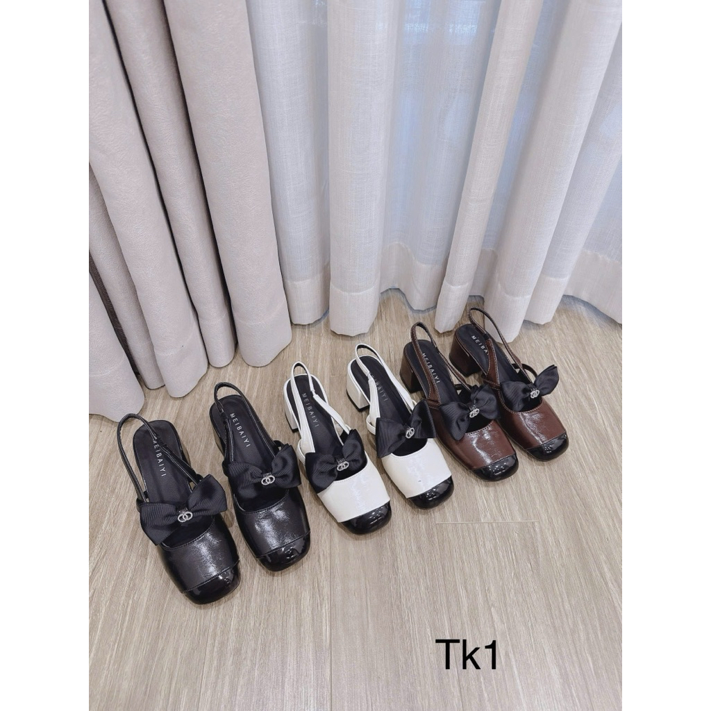 รองเท้าโบว์เปิดส้น 5 ซม. TK1