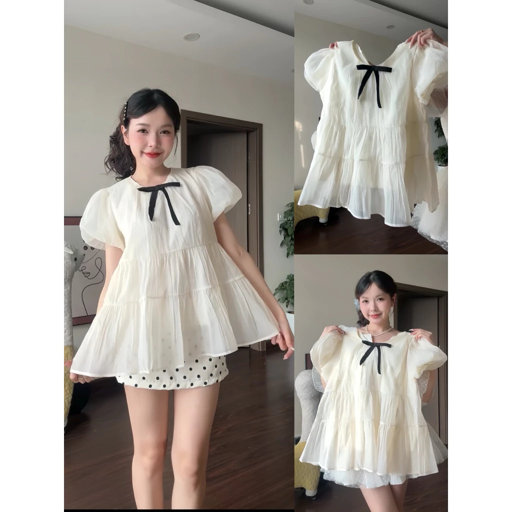 (เสื้อมีโบว์ / 2 ชั้น) เสื้อเบลาส์สไตล์ เบบี้ดอลล์ สุดสวยเลดี้แขนบาน นางสาว131