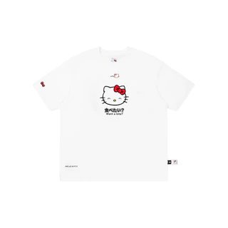 เสื้อยืดแขนสั้นปัก Nha Li x Hello Kitty Ruffled สีดํา/ขาว (ห่อป้ายใหม่)