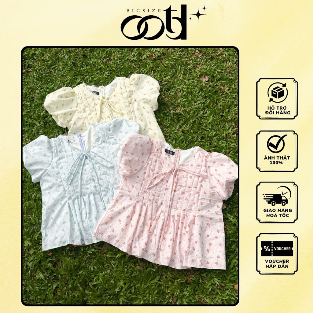 OOTD BIGSIZE - เสื้อเชิ้ตเบบี้ดอลล์ไซส์ใหญ่สําหรับผู้หญิงแต่งขอบลูกไม้จับจีบ