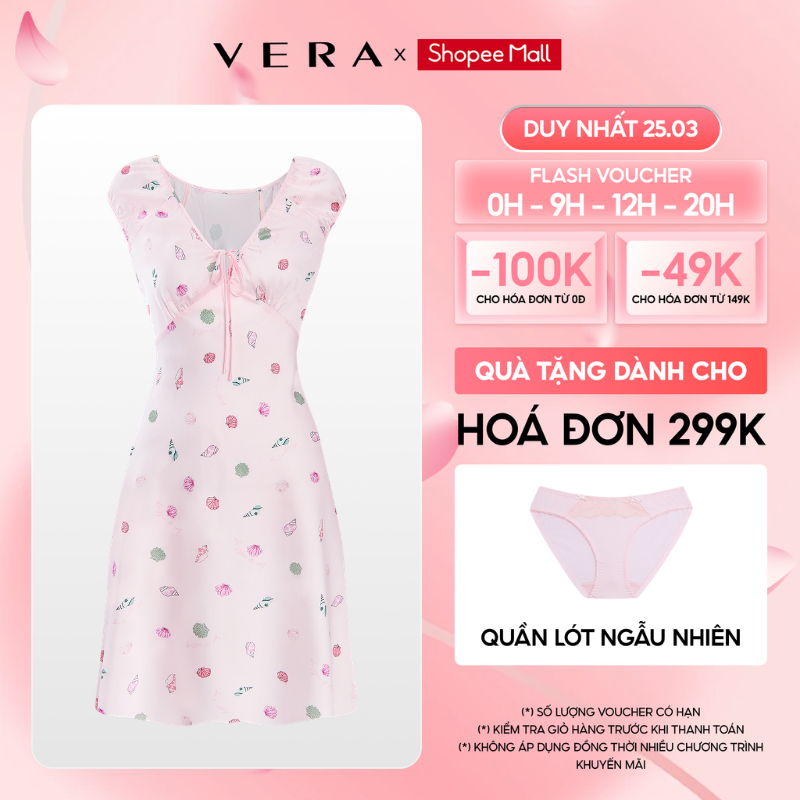 เดรสสั้นพิมพ์ลายมือผู้หญิง Vera satin - V0805