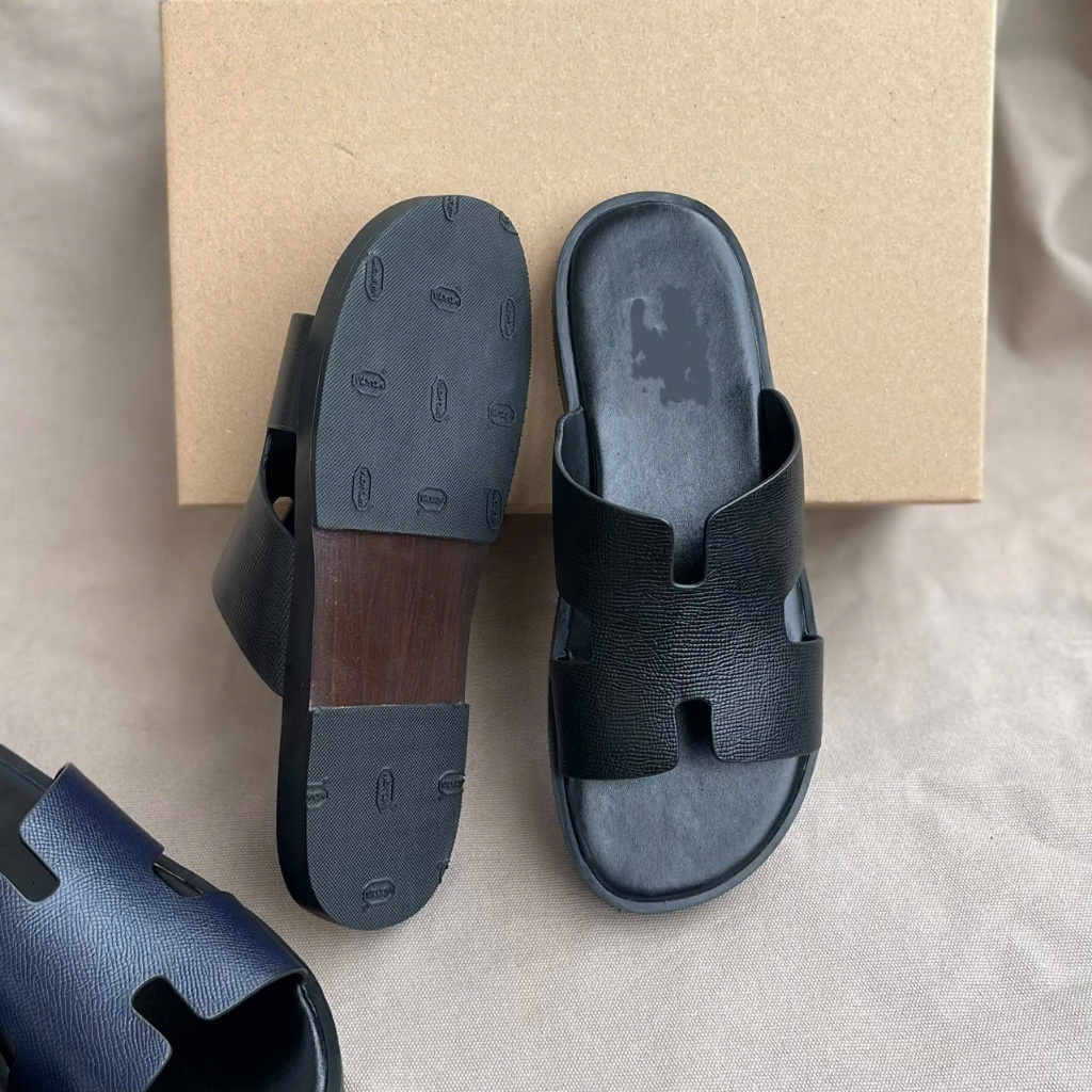 รองเท้าแตะรูปตัว H Cowhide คุณภาพสูง - มีโลโก้ - ViBram Adhesive Sole 12 เดือน รหัส D01