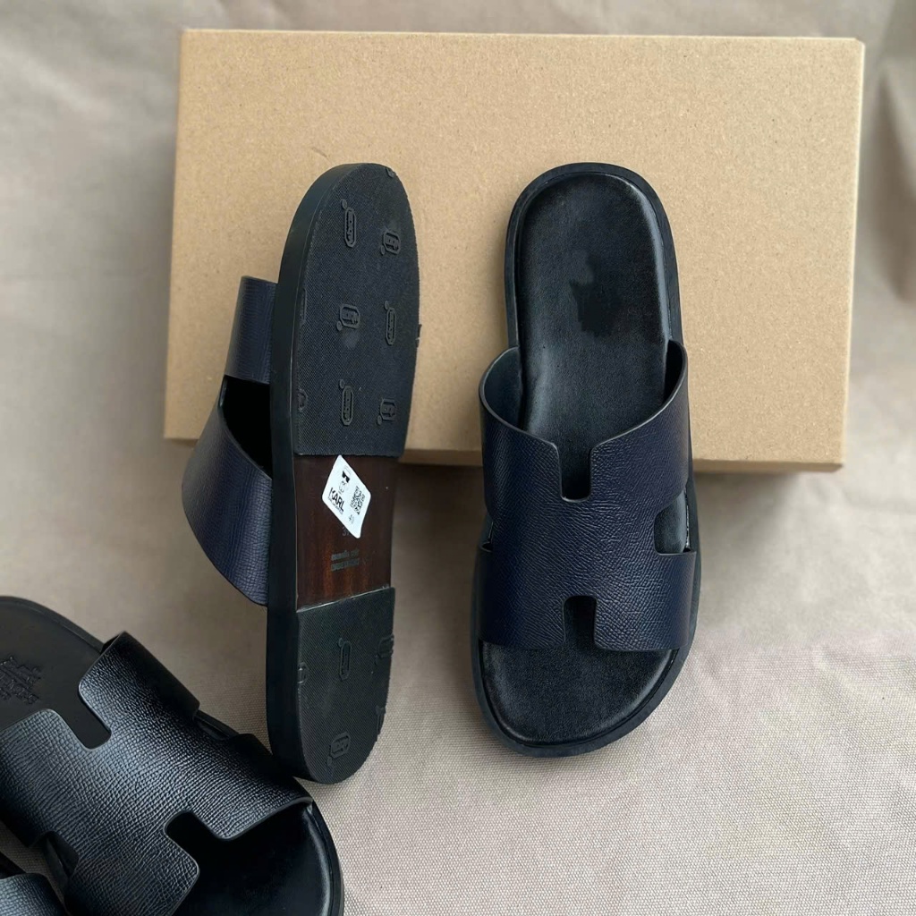 (ViBram Stickers)ViBram High Quality Cowhide H-Shaped Sandals - มีโลโก้ - รหัส 12 เดือน D02