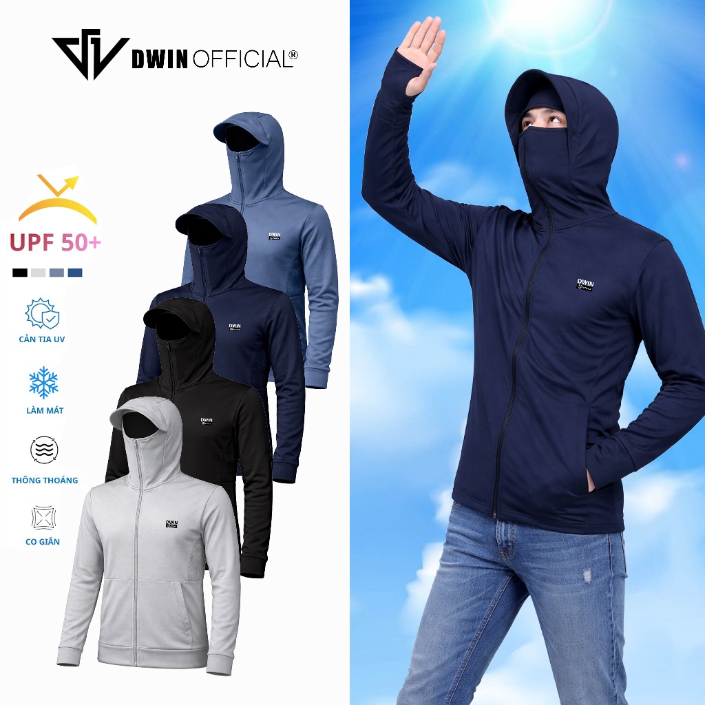เสื้อกันแดดผู้ชาย DWIN ผ้า coolmax พร้อมป้องกันรังสียูวี 2 ชั้น UPF50+ เย็นสบายดูดซับเหงื่อ