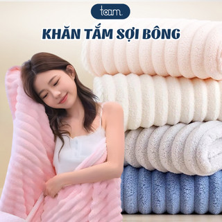 Khăn Tắm TOAM Siêu Thấm Hút Nước, Khăn Mặt Sợi Cuộn To Mềm Mại, Chất Liệu Cao Cấp Không Rụng Lông