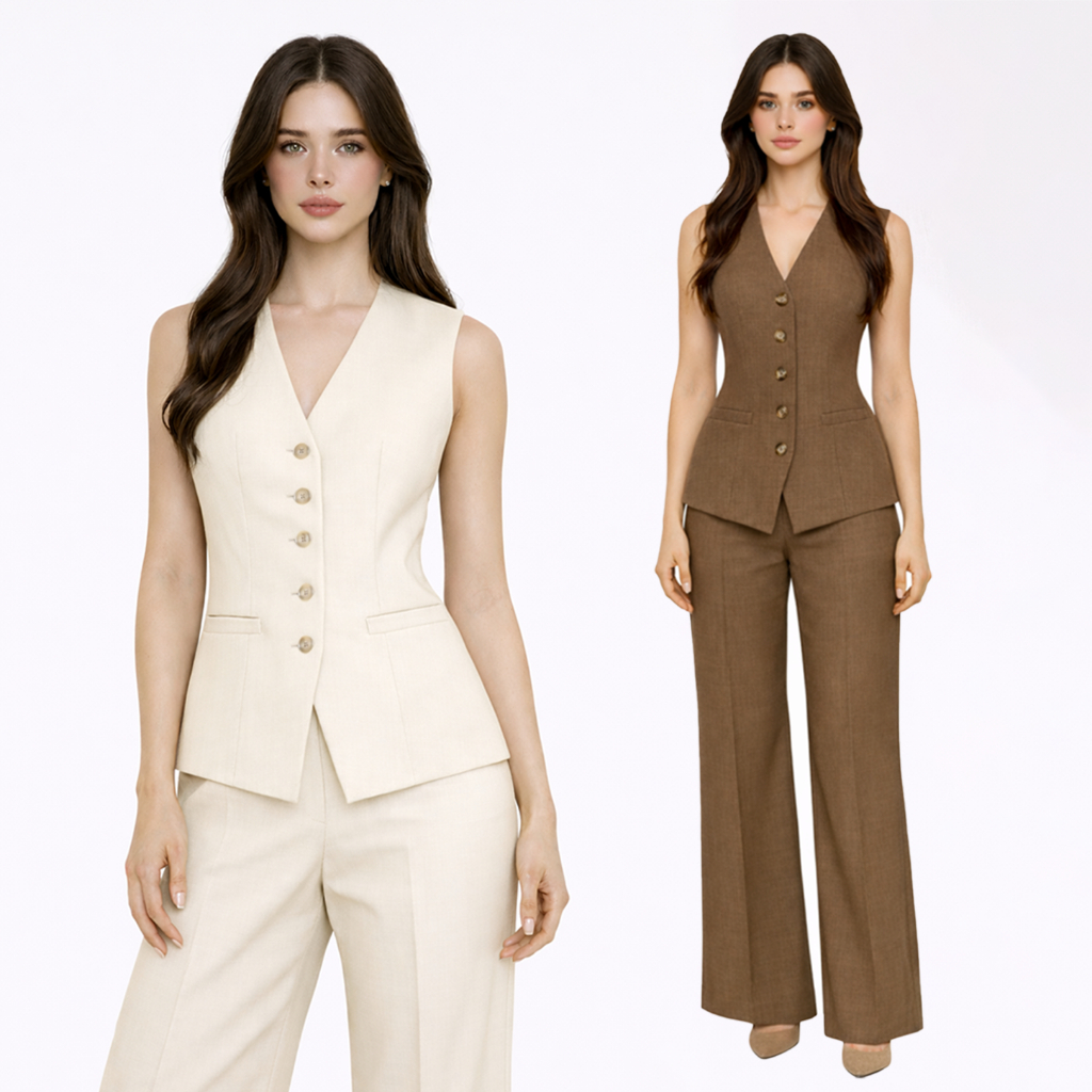 RECHIC เสื้อเชิ้ตคอวีสํานักงานหรูหราแขนกุดเอวหยิก Hayti