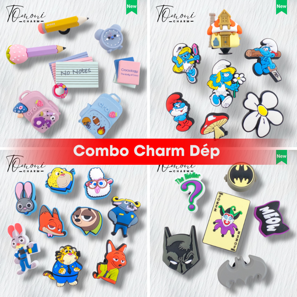 Tomoni Slipper Charm Set, PVC Slipper Sticker Fashion Slipper Accessories หลายธีมน่ารัก vhm157