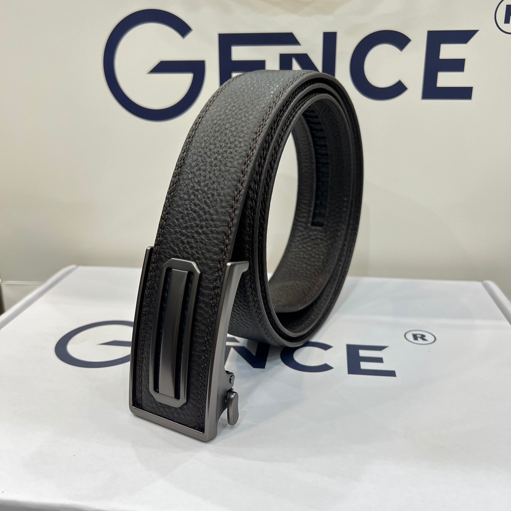 เข็มขัดผู้ชาย GENCE LG65 ทําจากหนังวัวสีน้ําตาลเข้มคุณภาพสูง