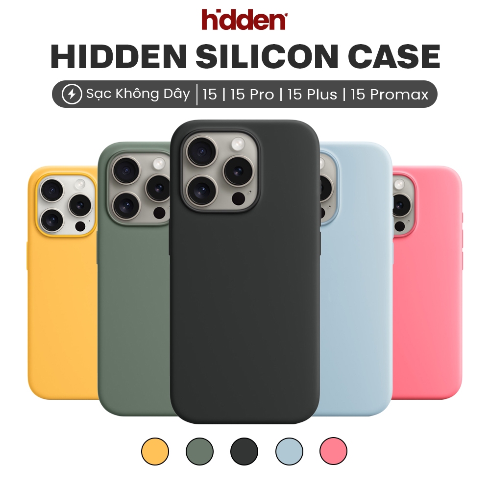 HIDDEN SILICON CASE iPhone CASE พร้อมรองรับแม่เหล็กสําหรับ iPhone 15 / 15 Pro / 15 Plus / 15 Promax