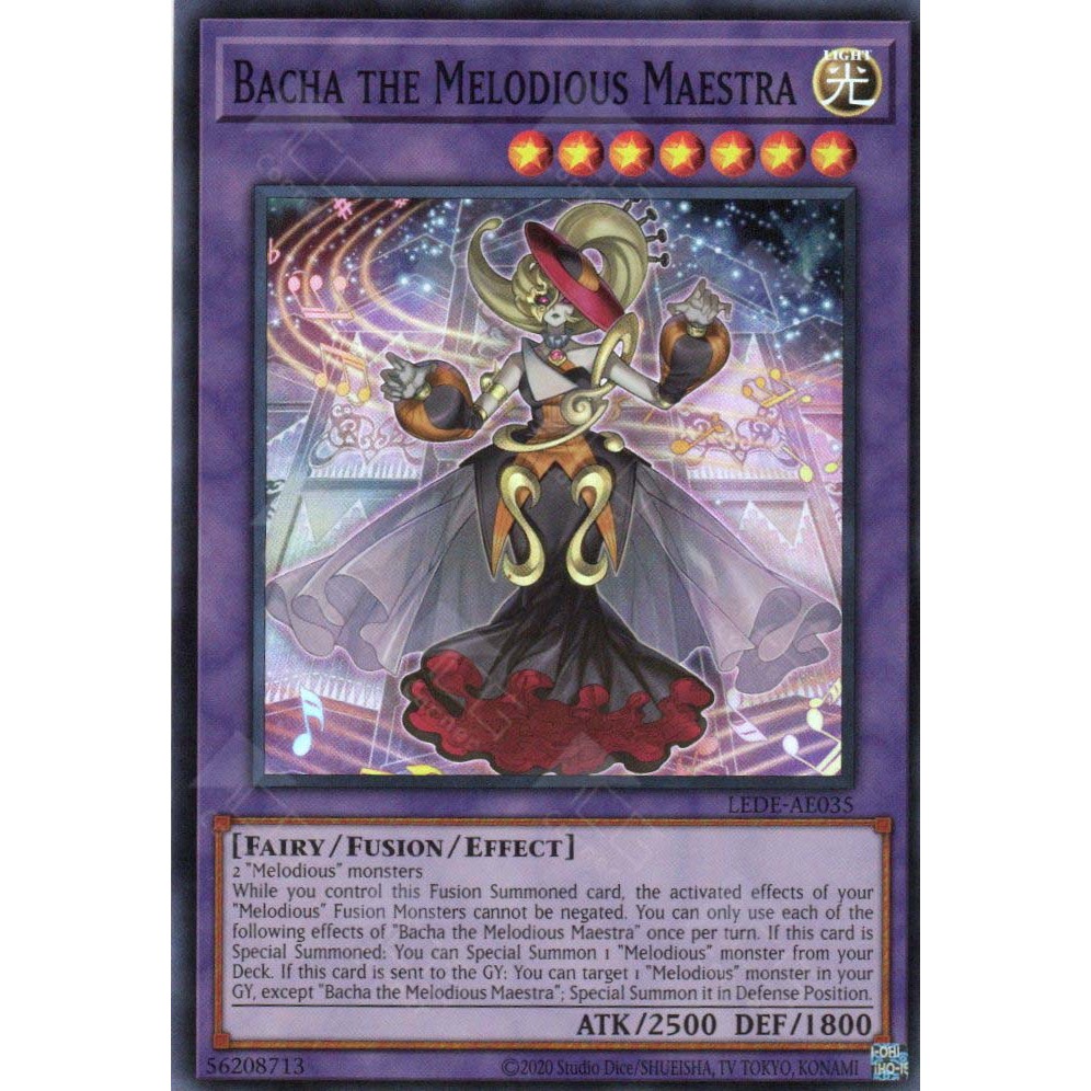 [ การ์ด Yugioh ของแท้ ] LEDE-AE035 Bacha the Melodous Maestra (SR)