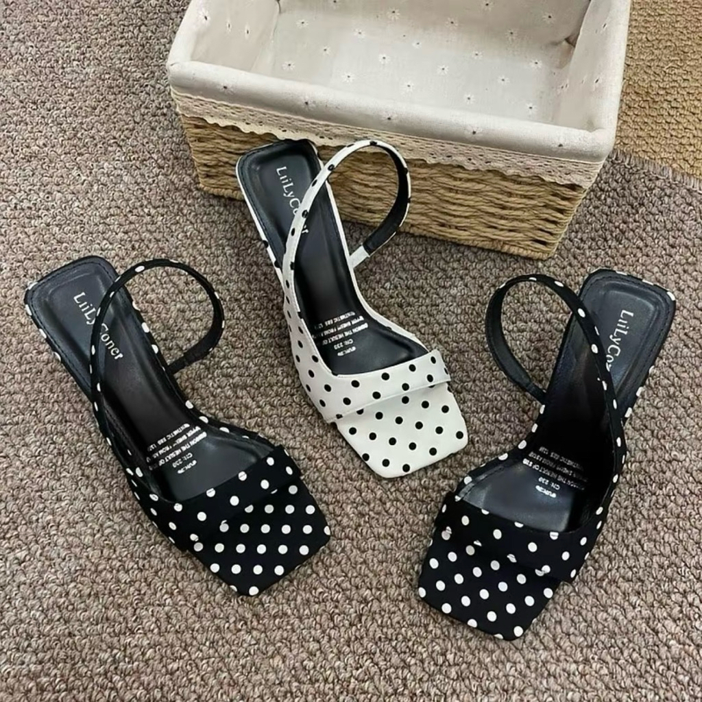 รองเท้าส้นสูง 7p toe สองสี polka dot ของแท้พร้อม Big size 35/45