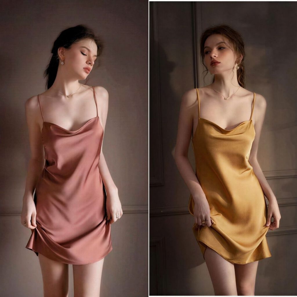 XAVIA V68 ชุดนอน 2 สายผ้าไหมซาตินคุณภาพสูงยี่ห้อ XAVIA V68