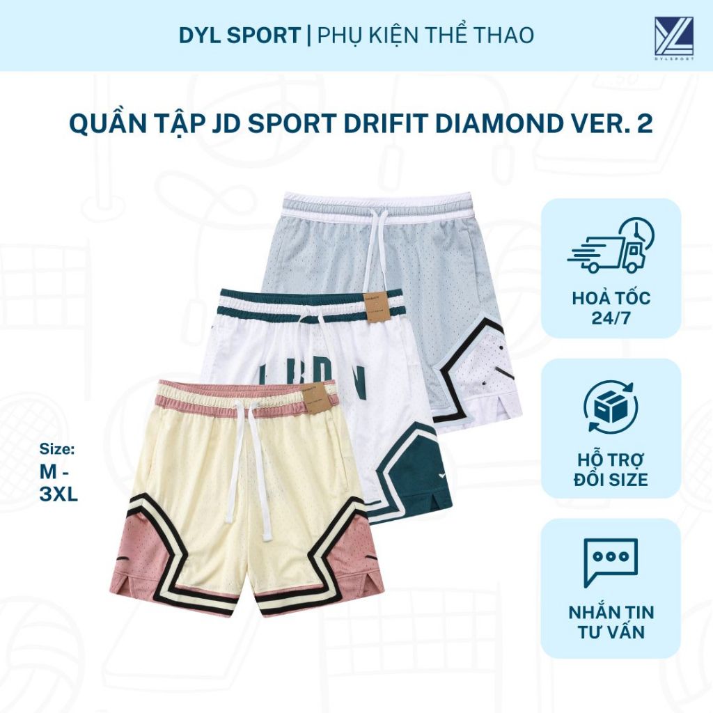 กางเกงขาสั้น JD Sport Diamond Ver 2 ระบายอากาศได้ดี น้ําหนักเบา เหมาะสําหรับการวิ่งออกกําลังกายและลู