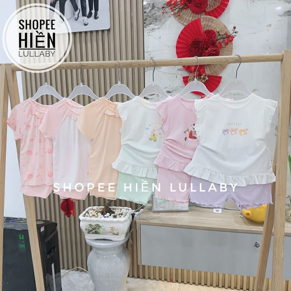 [Lullaby/Genuine] Lullaby ชุดเสื้อผ้าแขนสั้นทําจากใยไผ่คุณภาพสูงสําหรับเด็กผู้หญิง